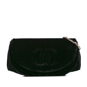 Pre-Loved Chanel CC Velvet Half Moon Wallet on Chain